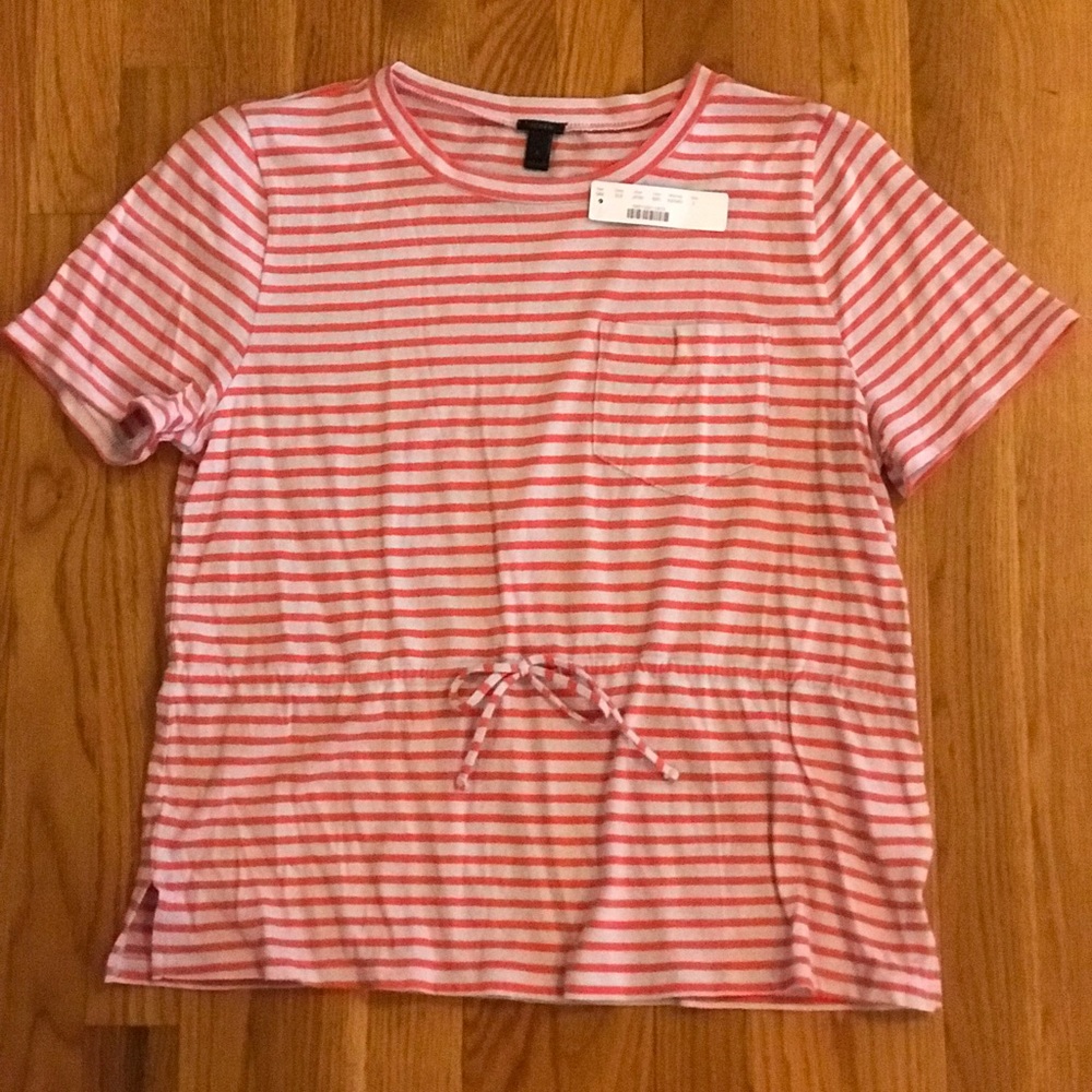 ⭐️ NWT J Crew grey & coral drawstring waist T, size L